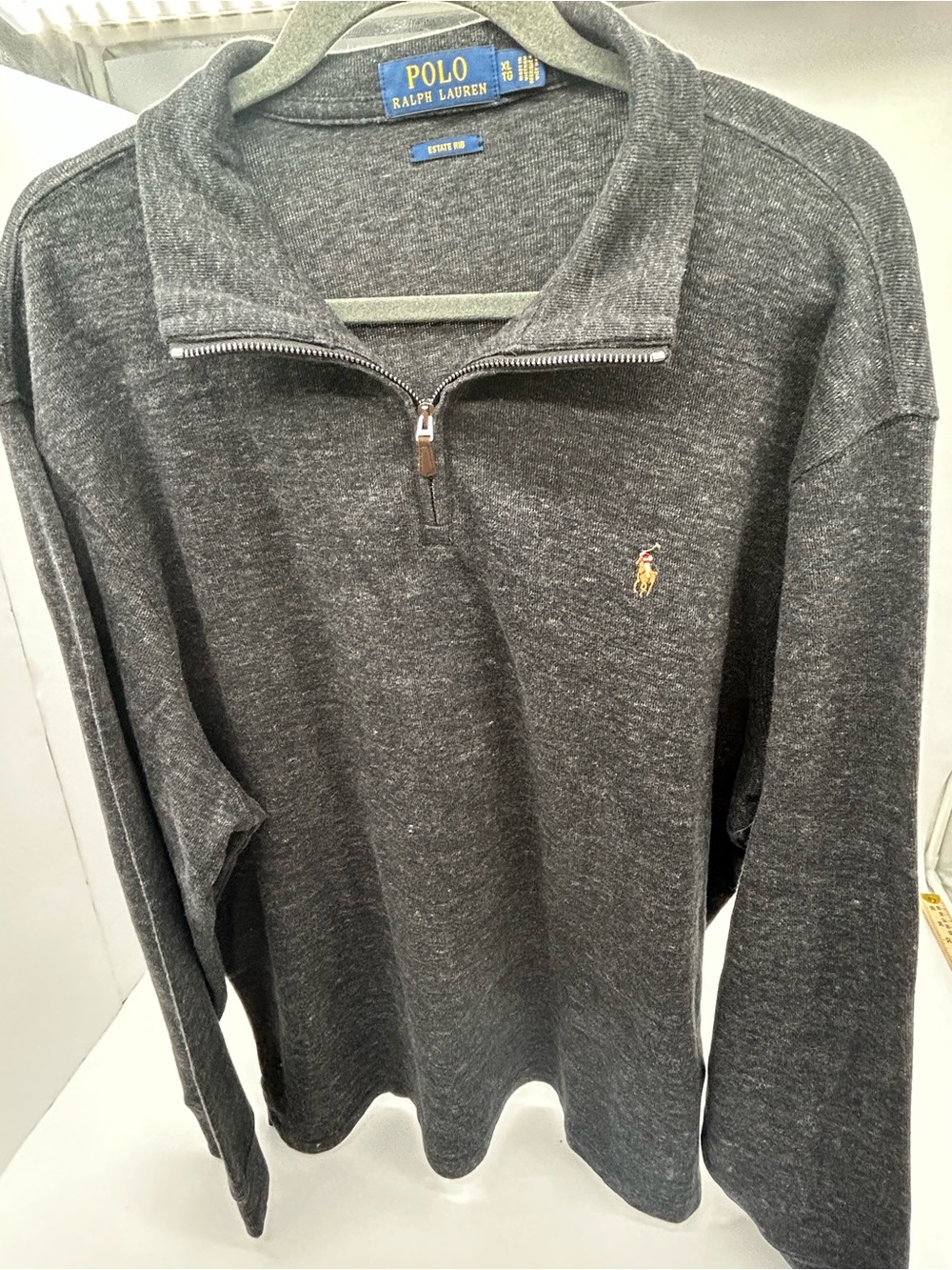 Polo Ralph Lauren Charcoal Estate Rib Half-Zip Pullover Sweater size XL